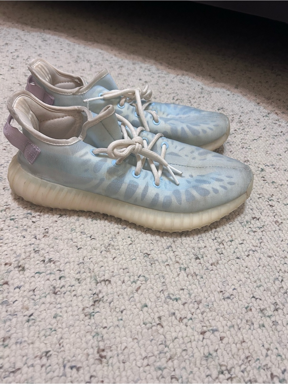 Yeezy women’s Light Blue Patterned Athletic Sneakers